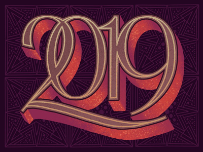 ✨ 2 0 1 9 ✨ design dropshadow illistration lettering new year numerals post card procreate sign painting typogaphy