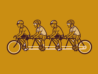 Quad Bike Punks bicycle dudes graphic illustration matchbook procreate punks rad repeat repeat pattern tandem