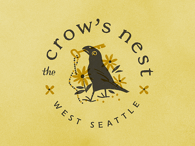 The Crow's Nest logo airbnb bird branding crow design graphic hotel logo mark seal seattle