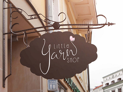 Little Yarn Shop signage boutique logo branding design logotype script lettering signage design yarn logo