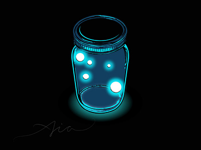 Fire Flies in a Bottle by Aia 3d art adobe illustrator digital art digital illustration digital pen fireflies glow in the dark illustration