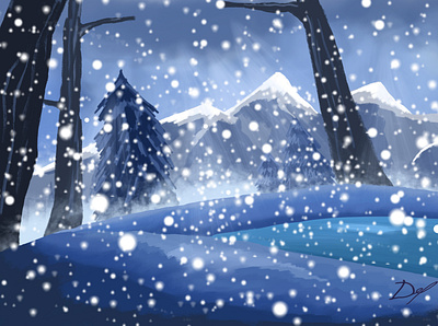 Snowfall concept concept art digital art digital painting illustraion snow snowfall snowscape winter winterscape