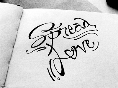spread love hand lettering sketch