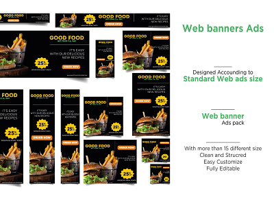 Good food web banner set banner ads banner set design web banner ad