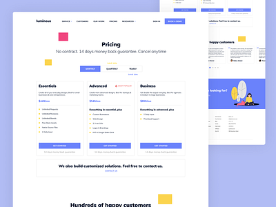 Pricing landing page - Luminous