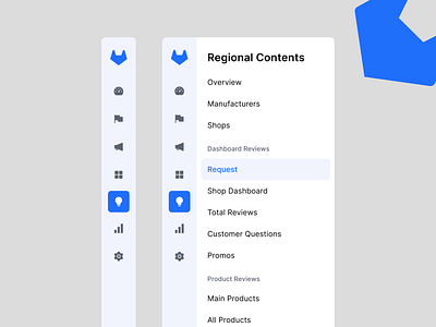 Regional UI - Navigation blue clean design dashboard flat minimal navigation product design sidebar simple ui web web design webapp