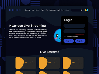 Glimesh Homepage Design Concept design glimesh homepage ui ux