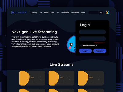 Glimesh Homepage Design Concept