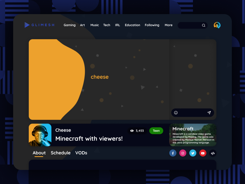 Glimesh Stream Page Design Concept by Jordan Nickless on Dribbble