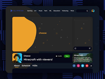 Glimesh Stream Page Design Concept