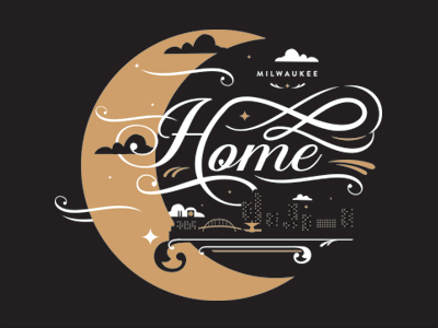 MilwaukeeHome Moon clouds home milwaukee moon script skyline stars