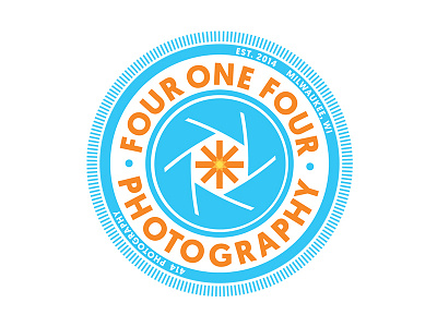 414 Photography Logo 414 badge calling camera lens logo milwaukee photography sunburst