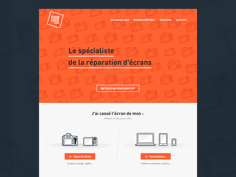 www.ecrancasse.com clean flat illustration minimal simple type ui vector web webdesign website