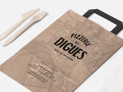 Pizzzeria des digues bag brand logo pizza