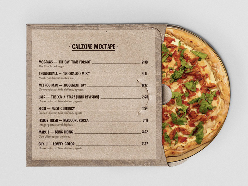 calzone Mixtape pizza cover mixtape branding cd
