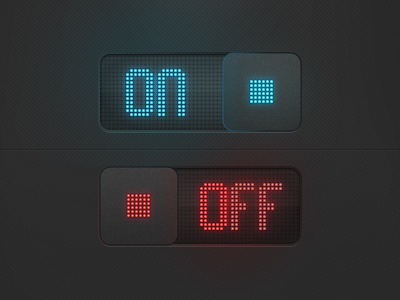 on/off switch blue clean digital interface element lcd led off on radio red switch toggle ui