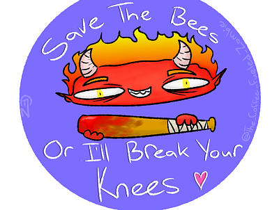 Save the bees, or I'll break your Knees <3 bees cartoon design digital art illustration logo sticker