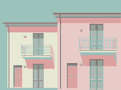 Pastel Italian Houses adobe illustrator adobeillustration aesthetic aesthetic house architecture illustration blue and pink candy rockets cotton candy cotton candy colours digital art digital illustration home illustration house exterior design house illustration italian architecture italian house italian house illustration italian shutters pastel colours rockets colours