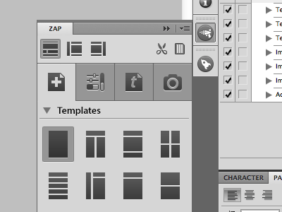 Zap Mini Menu Classic Grey icon menu photoshop plugin ui