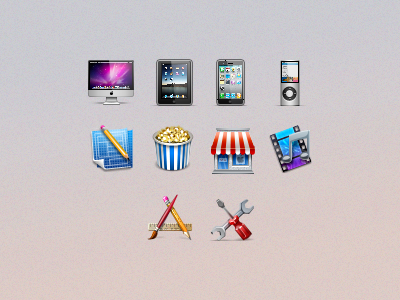 48x48px icons apple applications blueprint hardware imac ipad iphone ipod media popcorn store stuff