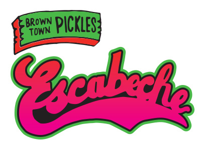 Escabeche label chicha hand lettering identity