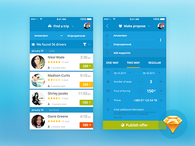 Blablacar and other ride sharing services redesign