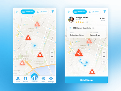 Roadside assistance - concept app app car clear concept help issue location map view minimal mobile roadside assistance sketch