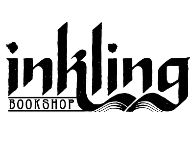 Inkling Bookshop black and white hand drawn hand lettering identity lettering logo logo design