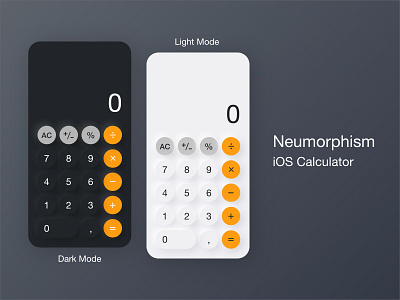 Neumorphic Calculator calculator darkmode design ios iphone lightmode minimal mobile neumorphic neumorphism softui style trend trending ui uidesign uiux