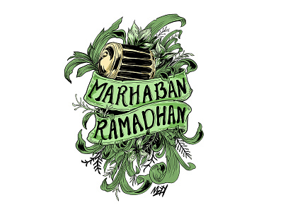 Marhaban Ramadhan achantus artwork customtype fresh green illustration islamic islamicart lettering retro typography vintage