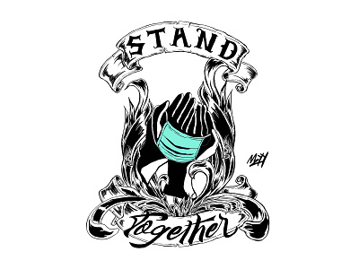 STAND TOGETHER artwork black white covid19 fight lettering pandemic retro stand together vintage