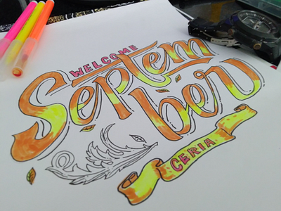 Handlettered Welcome September color handlettering lettering september welcome