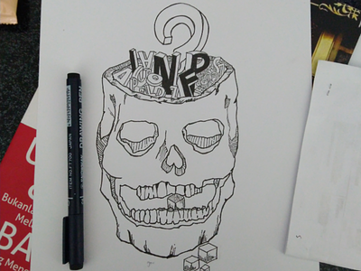 Inside INFP Personality black and white deep handdrawned illustration infp lettering overthink pen personality quite skull
