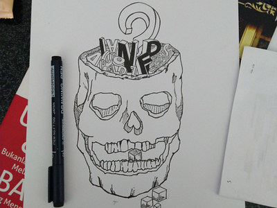 Inside INFP Personality black and white deep handdrawned illustration infp lettering overthink pen personality quite skull