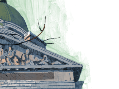 Detail.. budapest church drawing illustration marc aspinall the tree house press tthp wip