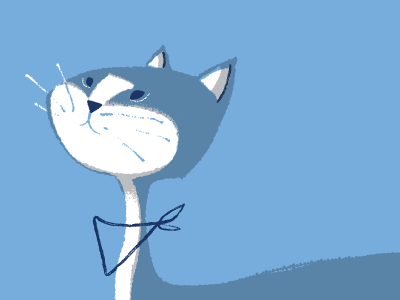C is for Cat blue cat grey illustration retro