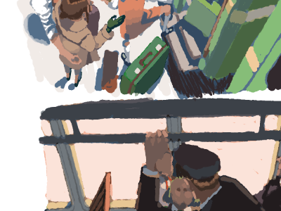 Color Roughing color drawing figures illustration marc aspinall pencil suitcase the tree house press train tthp wip