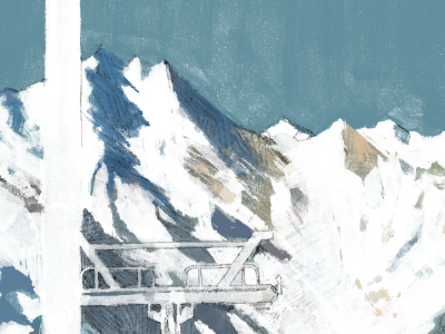 A Snowy Mountain drawing illustration marc aspinall the tree house press tthp wip