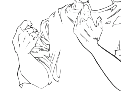 Hands illustration marc aspinall pencil wip