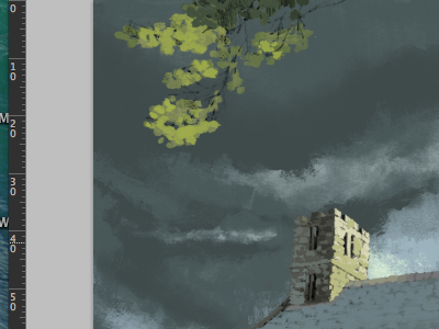 As the clouds gather digital illustration marc aspinall painting wip
