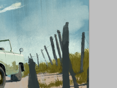 Parked digital illustration marc aspinall painting wip