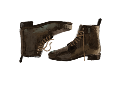 Boots! illustration marc aspinall pencil wip