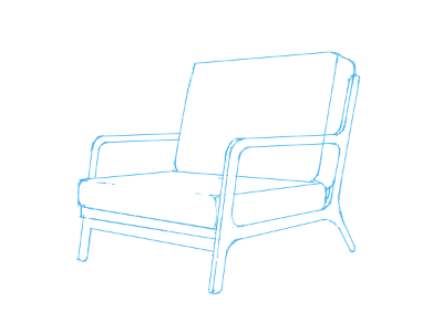 A chair. illustration marc aspinall sketch the tree house press tthp