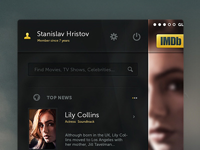 The New IMDb App for iOS 7 design dtail studio dtailstudio flat interactive minimal mobile player sidebar ui ux video