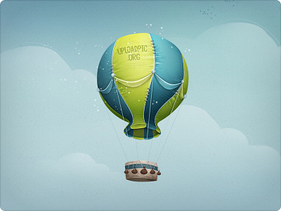 Hot Air Balloon Illustration - Web Design By Dtailstudio.Com air balloon basket blue clouds design detailed drawing fly graphic green header homepage hot illustration interface photo ui web website