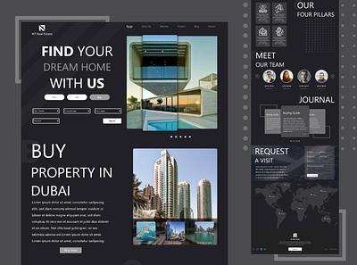 Real Estate branding dark graphic design landing page minimal ui ux website design