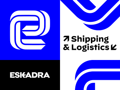 Eskadra brand identity design branding creative logo design e graphic design identity lettermark logistic logo logotype mark shipping symbol visual identity design