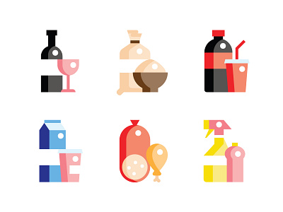 Icons branding design drinks flat food food icons icon illustration illustrator market meat milk vector wine