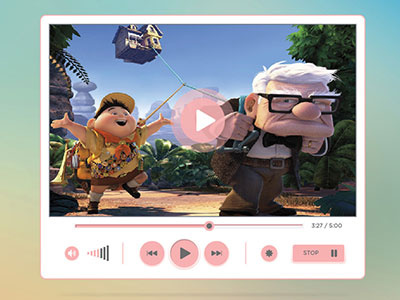 Free Media Player UI – Vector File free freebie freebies interface kit media media player pink play ui ui kit video player