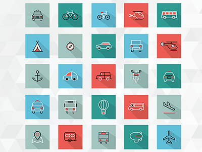 50 Flat Transport Icons